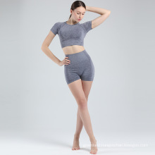 Summer new ladies short seamless exercise yoga two-piece suit